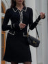 Black French lapel dress with handbag