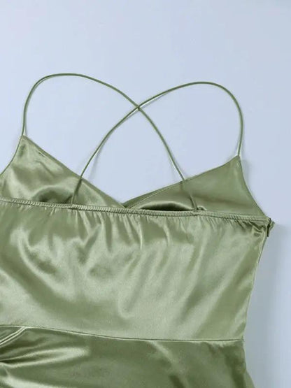 Green dress with crisscross back straps