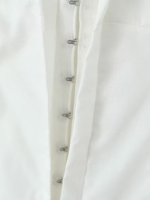 Close-up of dress hook fastenings detail