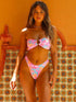 Pink floral bikini, front view