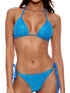 Blue sequined bikini with triangle straps