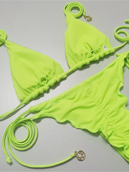 Green bikini set with triangle straps