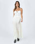 White ruched halter top with long skirt