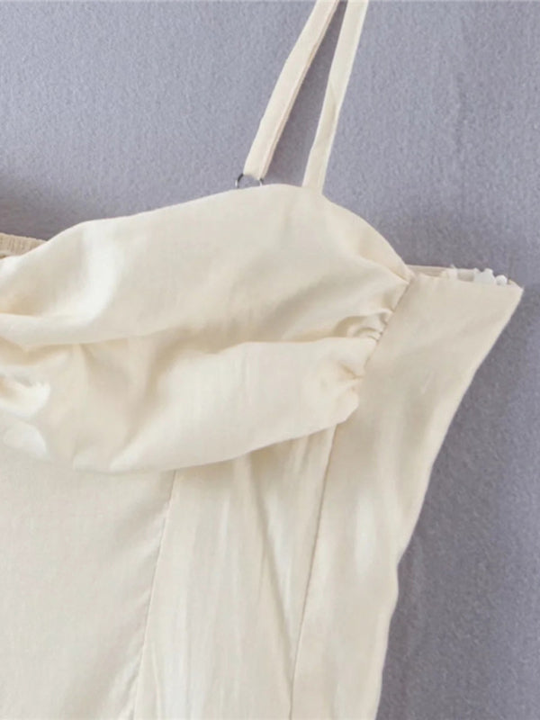 Strapless dress top with pleated chest detail