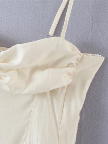 Strapless dress top with pleated chest detail
