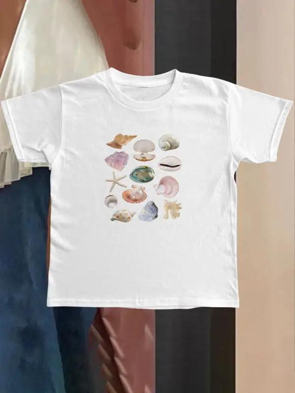 T-shirt graphique imprimé personnalisé pour femmes, hauts à manches courtes 