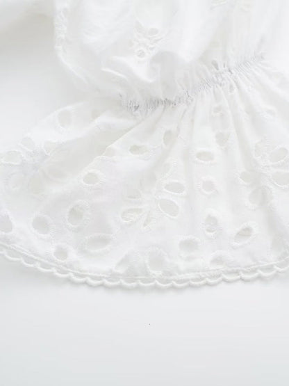 French lace sexy deep V-neck hollow waist short dress