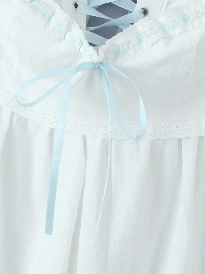 Front lace-up detail of mini dress