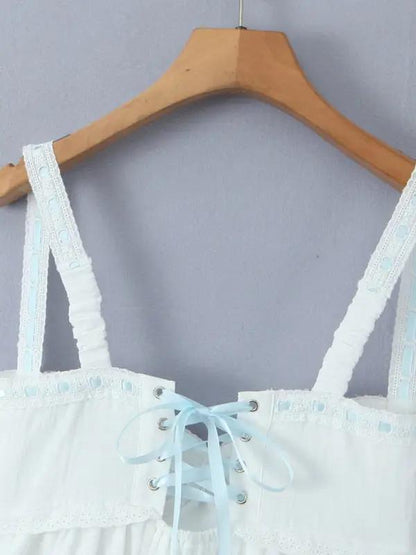 Back view of dress with lace-up detail