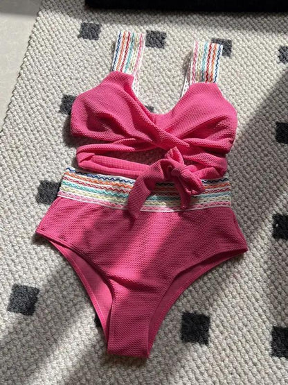 New Rainbow Ribbon Series High Waisted Two-piece Swimsuit Bikini