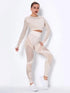 Beige seamless tight striped yoga sportswear set
