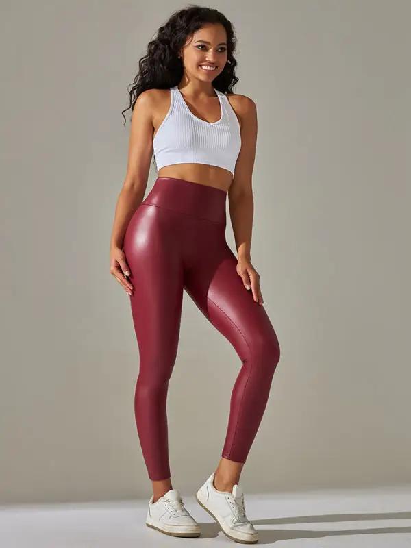 Leggings taille haute pour femmes, pantalon en cuir PU, serré, sexy, coloré, yoga, nouvelle collection 