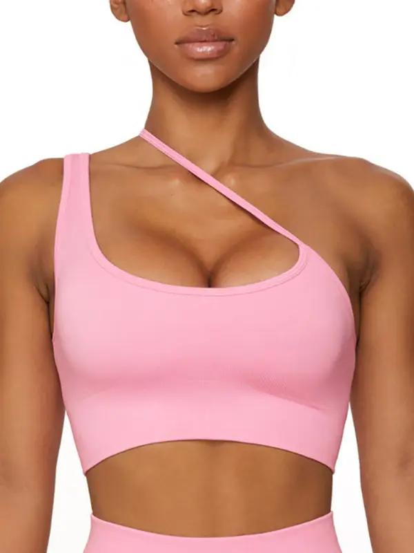 New seamless solid color knitted high elastic sports bra underwear