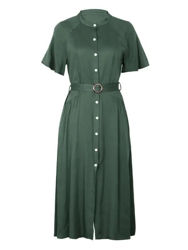 New style lapel single breasted green dress