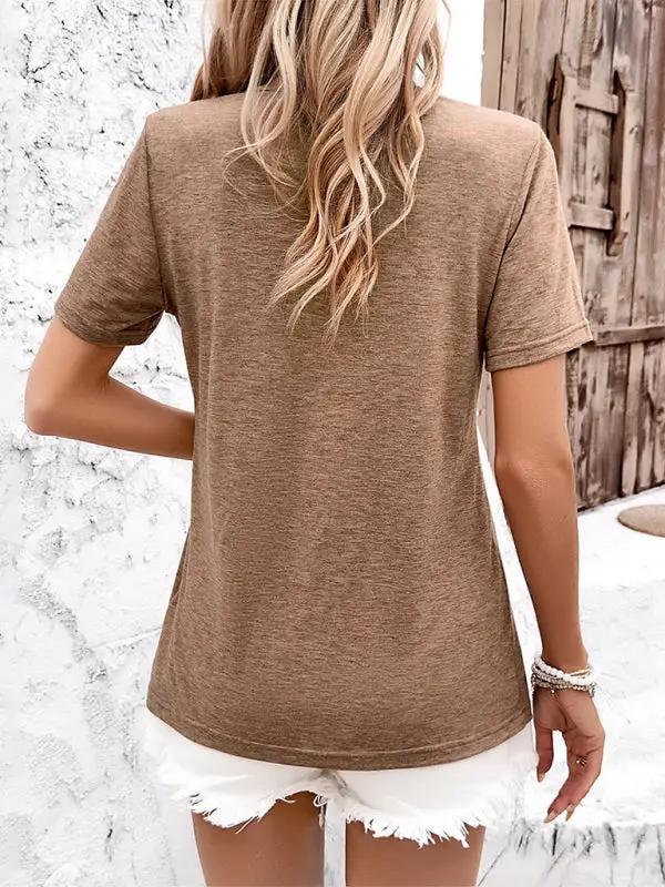 Lässiges, einfarbiges, kurzärmliges T-Shirt für Damen 