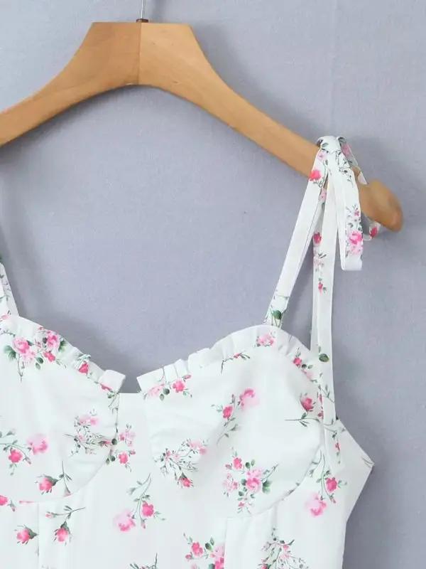 Close-up of floral lace-up suspender dress bodice