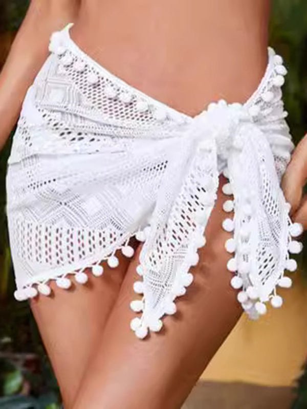 Hot girl see-through hollow strap irregular beach skirt