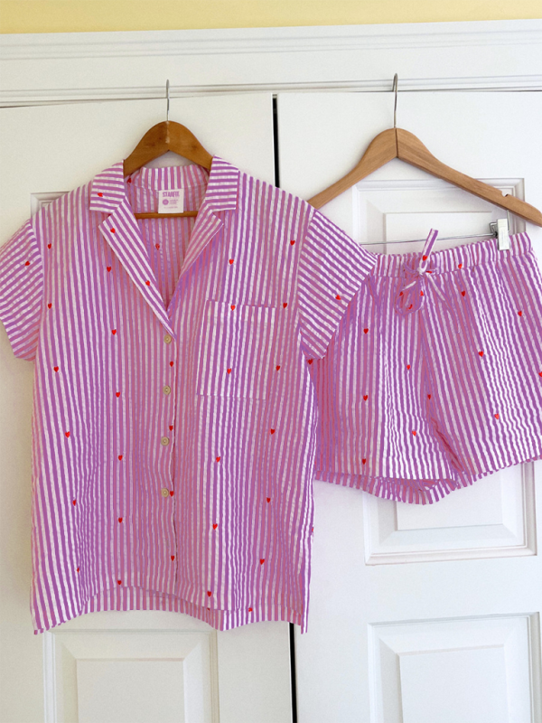 New love striped home wear casual suit (can be worn outside)