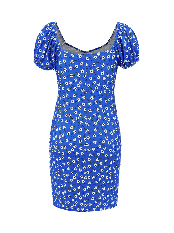 New style versatile slim fit short V-neck floral dress