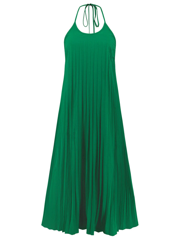 New A-hem pleated beach vacation long dress