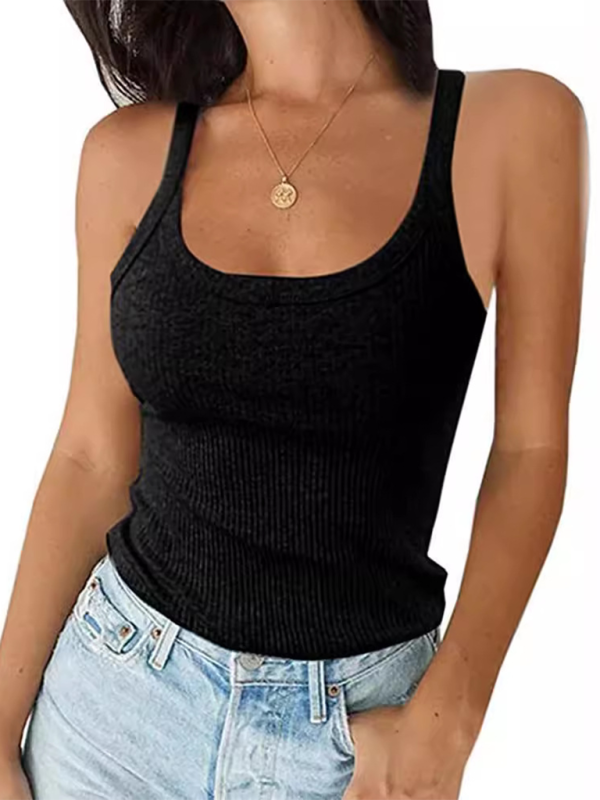 Sling einfarbig ärmelloses hochelastisches schlankes sexy Damen-Top-T-Shirt Weste 