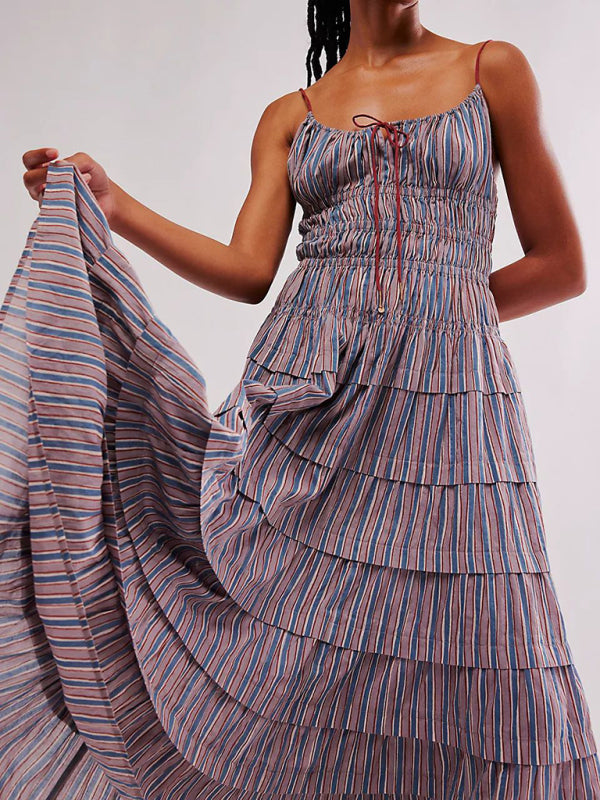 Fashionable casual strappy long dress