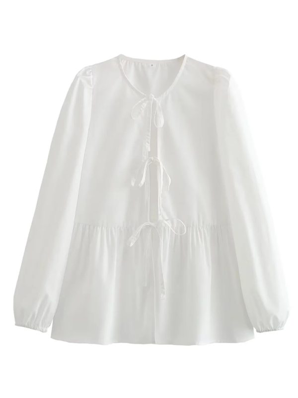 Damen Street Fashion Langarmshirt mit Schleife