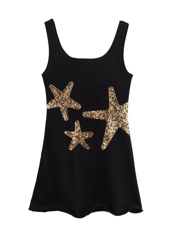 Fashionable Casual Sequin Embroidered Short Tank Top Dress