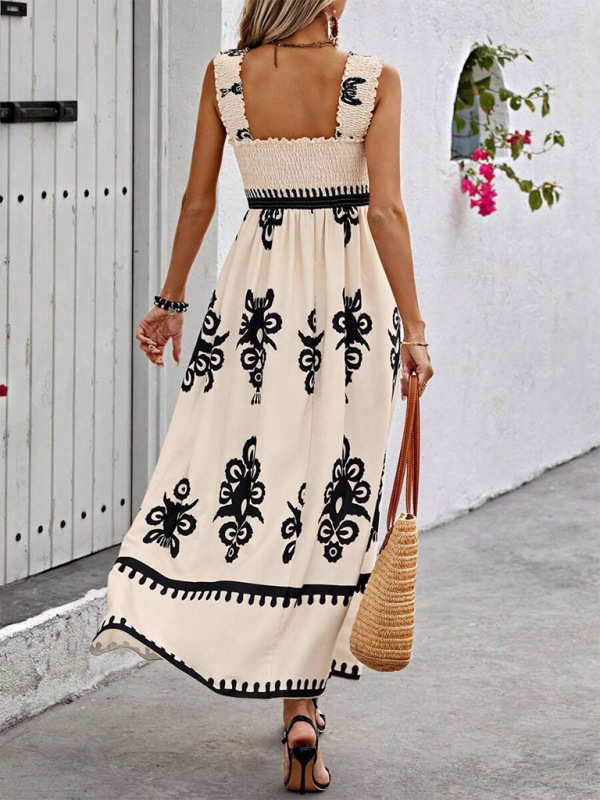 Resort style printed cross front midi dress