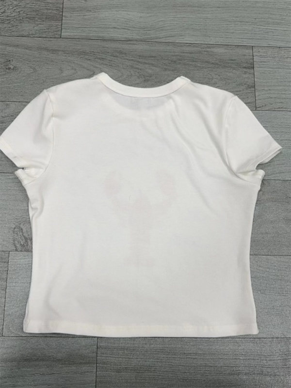 Neues, bedrucktes, kurzärmliges Slim Fit-T-Shirt für Damen mit sexy Taillenbetonung 