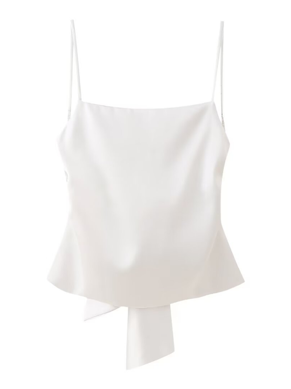 Damen Satin Camisole Top mit Schleife auf der Rückseite 