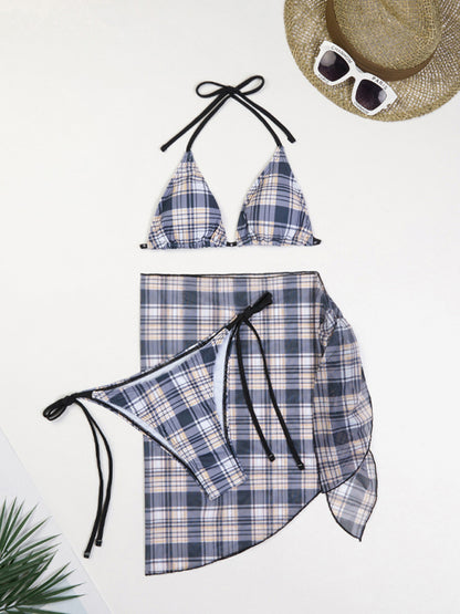 Sexy Bikini-Badeanzug mit Schnürrock für Damen, dreiteilig 