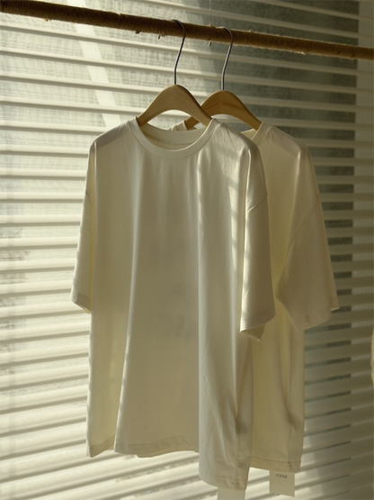 Letter Print Loose Wide Round Neck Short Sleeve Couple T-Shirt