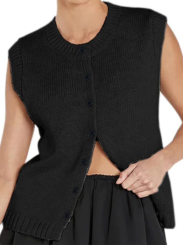 Knitted vest vest casual versatile single-breasted knitted cardigan top