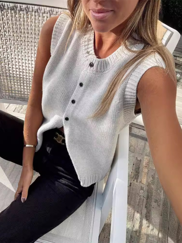 Knitted vest vest casual versatile single-breasted knitted cardigan top