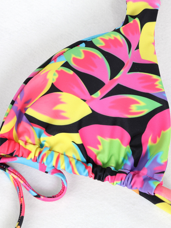 New two-piece swimsuit four-piece sexy backless printed bikini