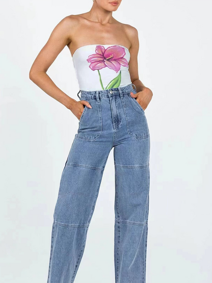 Sexy bauchfreies Top mit Street-Blumen-Print für Damen 