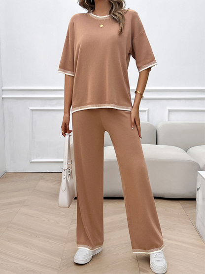 New spring and summer casual temperament sweater and trousers suit