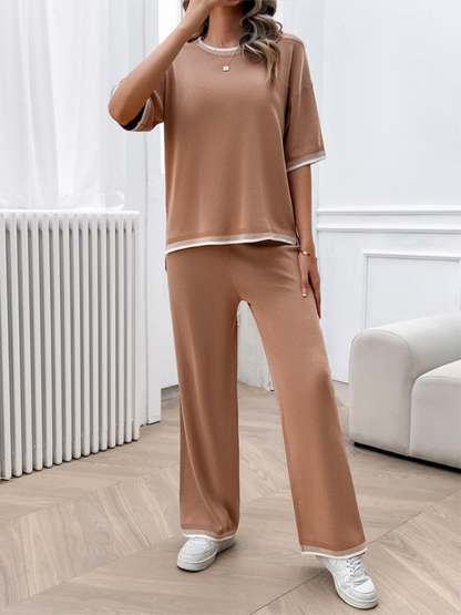 New spring and summer casual temperament sweater and trousers suit