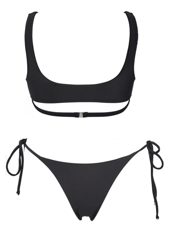 New two-piece swimsuit solid color love ring swimsuit