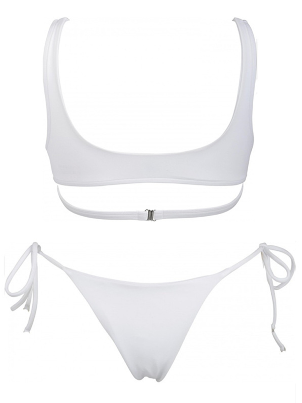 New two-piece swimsuit solid color love ring swimsuit