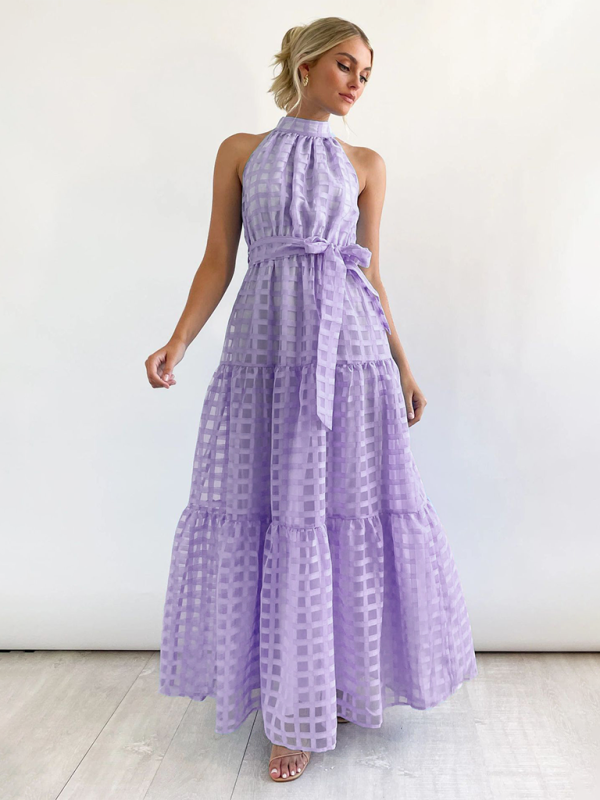 Neues, modisches Neckholder-Kleid in Volltonfarbe