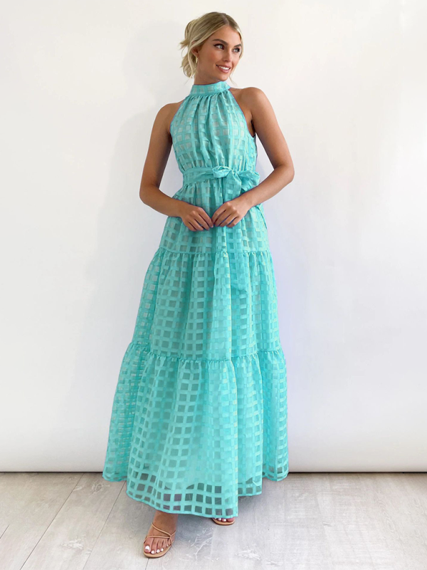 Neues, modisches Neckholder-Kleid in Volltonfarbe