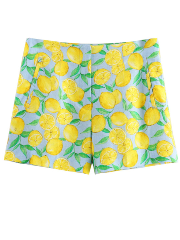 New leisure holiday lemon print shorts suit