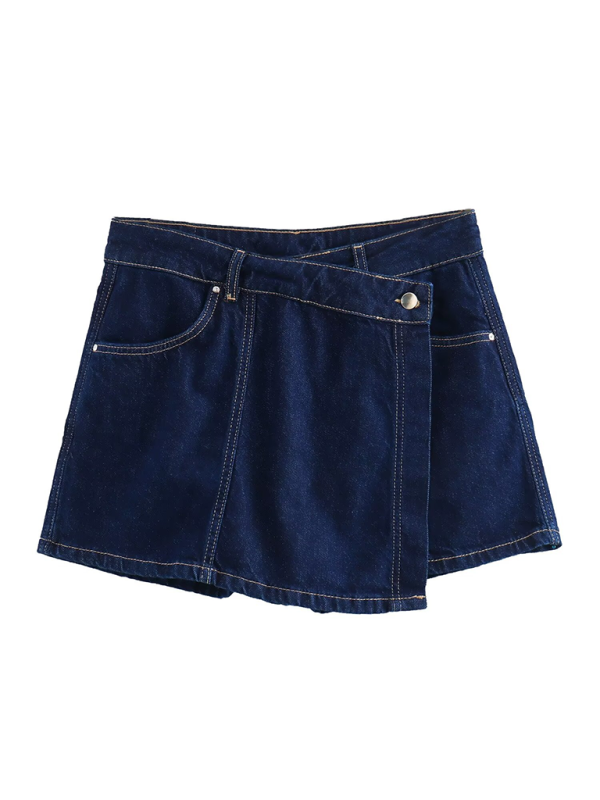 Fashion retro pocket trim short denim shirt/shorts