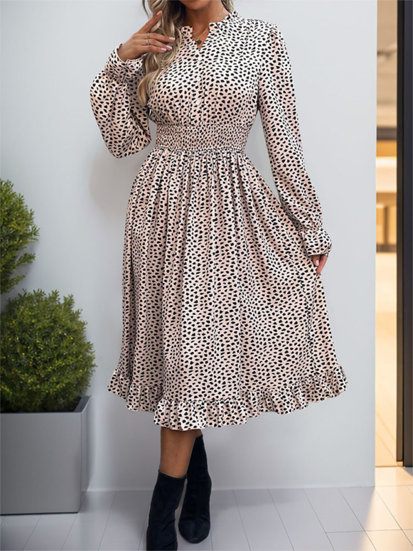 Langärmliges Damenkleid mit Leopardenmuster