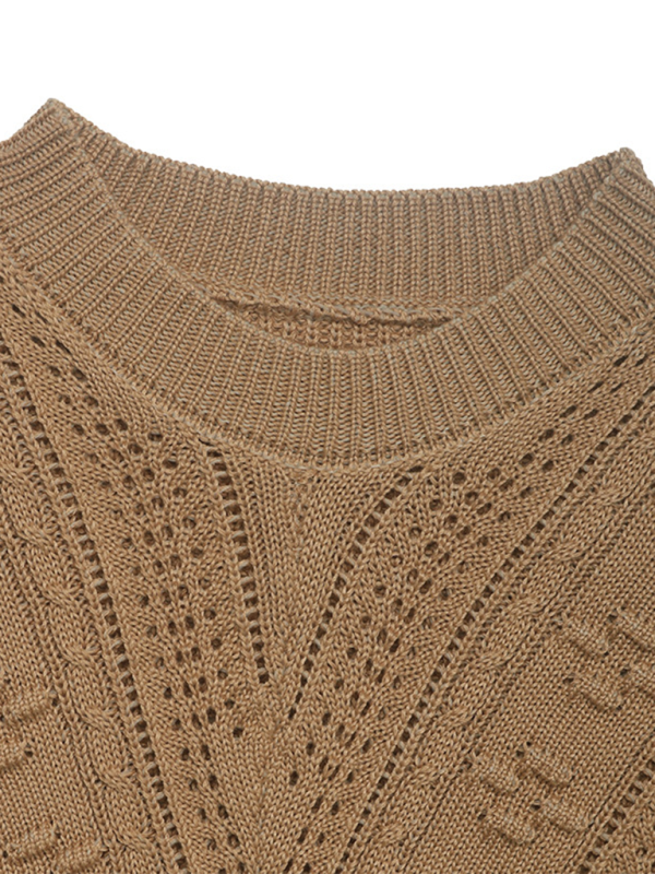 Modischer Jacquardpullover mit Rundhalsausschnitt, schlichter, einfarbiger Pullover 