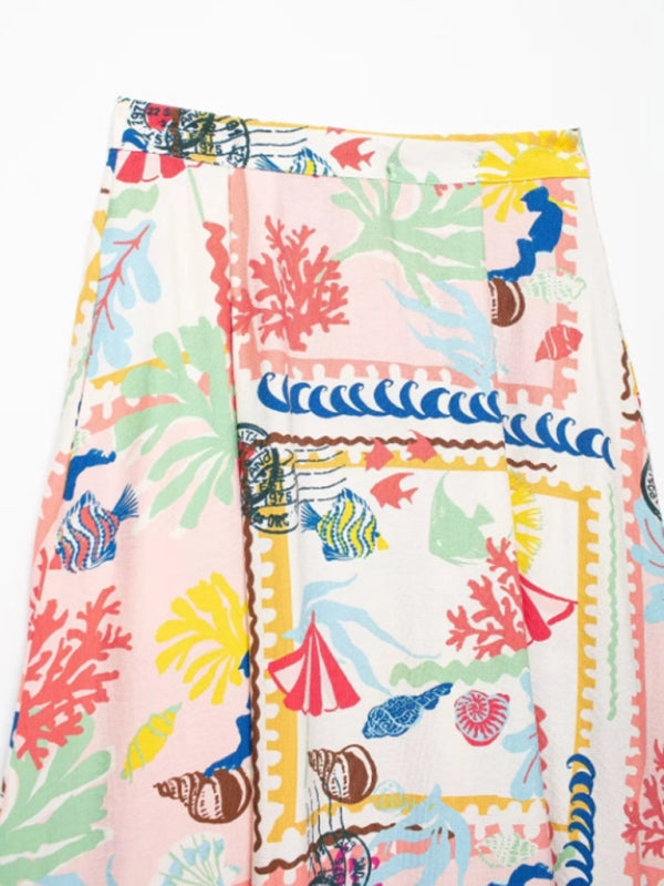 New Resort Patchwork Print Top/Skirt