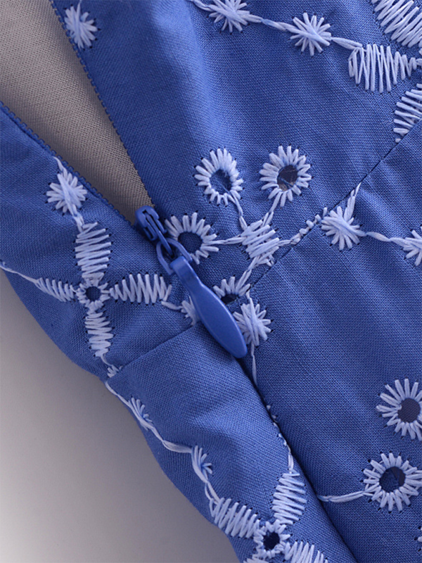 Schlankes Hosenträgerkleid mit hohler Stickerei für Damen
