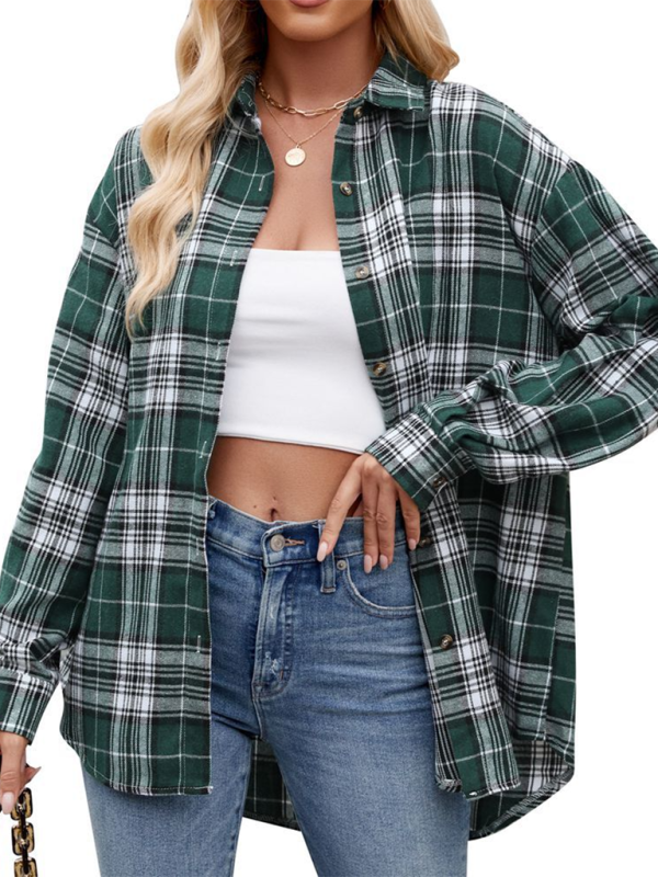 New casual fashion street loose plaid shirt